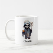 Personalisiert Skeletton Halloween Sensenmann Kaffeetasse (Links)