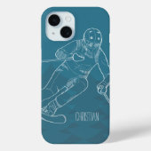 Personalisiert Skier Sketched Zeichnend auf Blue Case-Mate iPhone Hülle (Rückseite)