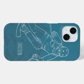 Personalisiert Skier Sketched Zeichnend auf Blue Case-Mate iPhone Hülle (Rückseite (Horizontal))