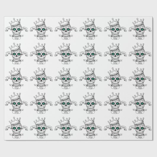 Personalisiert Skull King Calavera Geschenkpapier (Flach)