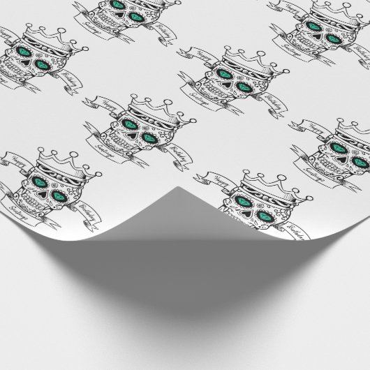 Personalisiert Skull King Calavera Geschenkpapier (Ecke)