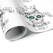 Personalisiert Skull King Calavera Geschenkpapier (Rolleneckpunkt)