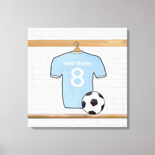 Personalisiert Sky Blue White Football Soccer Jers Leinwanddruck