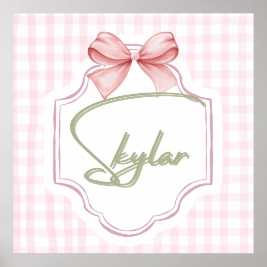 Personalisiert Skylar Baby Girl Kinderzimmer Bow&G Poster (Vorne)