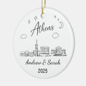 Personalisiert Skyline Athens Ornament, Griechenla Keramik Ornament (Links)
