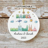 Personalisiert Skyline Basel Ornament, Schweiz Keramik Ornament
