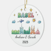 Personalisiert Skyline Basel Ornament, Schweiz Keramik Ornament (Links)