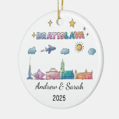 Personalisiert Skyline Bratislava Ornament, Slowak Keramik Ornament (Links)