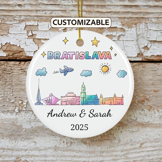 Personalisiert Skyline Bratislava Ornament, Slowak Keramik Ornament