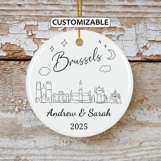 Personalisiert Skyline Brussels Ornament, Belgien Keramik Ornament