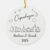 Personalisiert Skyline Copenhagen Ornament, Dänema Keramik Ornament (Vorne)