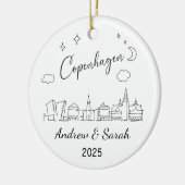Personalisiert Skyline Copenhagen Ornament, Dänema Keramik Ornament (Links)