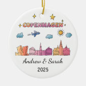 Personalisiert Skyline Copenhagen Ornament, Dänema Keramik Ornament (Vorne)