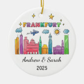 Personalisiert Skyline Frankfurt Ornament, Deutsch Keramik Ornament (Vorne)