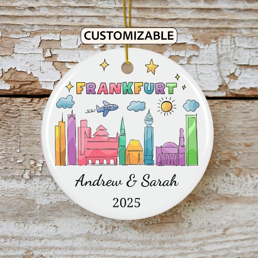 Personalisiert Skyline Frankfurt Ornament, Deutsch Keramik Ornament