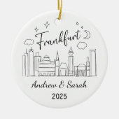 Personalisiert Skyline Frankfurt Ornament, Deutsch Keramik Ornament (Vorne)