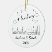 Personalisiert Skyline Hamburg Ornament, Deutschla Keramik Ornament (Links)