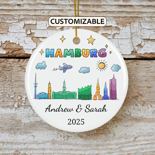 Personalisiert Skyline Hamburg Ornament, Deutschla Keramik Ornament