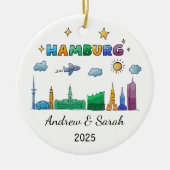 Personalisiert Skyline Hamburg Ornament, Deutschla Keramik Ornament (Vorne)