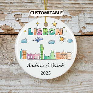 Personalisiert Skyline Lissabon Ornament, Portugal Keramik Ornament
