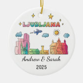 Personalisiert Skyline Ljubljana Ornament, Sloweni Keramik Ornament (Vorne)