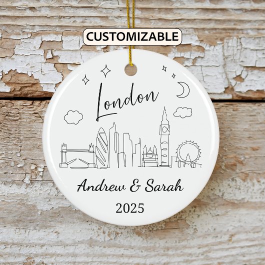 Personalisiert Skyline London Ornament, England Keramik Ornament