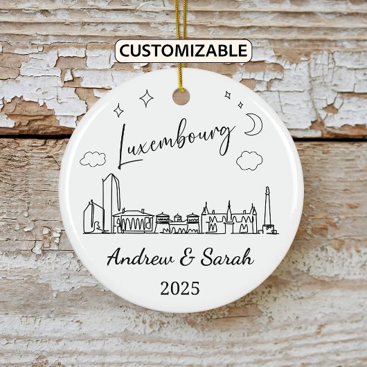 Personalisiert Skyline Luxembourg Ornament, Europa Keramik Ornament