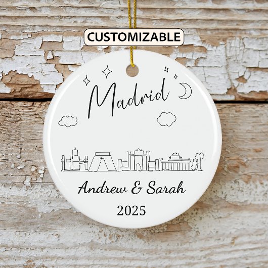 Personalisiert Skyline Madrid Ornament, Spanien Keramik Ornament