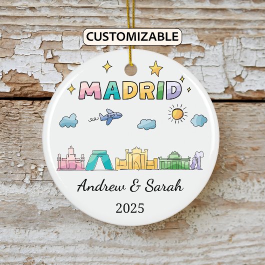 Personalisiert Skyline Madrid Ornament, Spanien Keramik Ornament