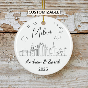 Personalisiert Skyline Milan Ornament, Italien Keramik Ornament