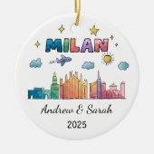 Personalisiert Skyline Milan Ornament, Italien Keramik Ornament (Vorne)