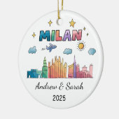 Personalisiert Skyline Milan Ornament, Italien Keramik Ornament (Links)