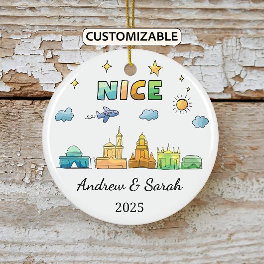 Personalisiert Skyline Nice Ornament, Frankreich Keramik Ornament