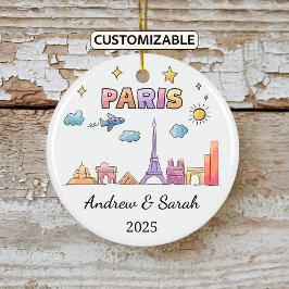 Personalisiert Skyline Paris Ornament, Frankreich Keramik Ornament
