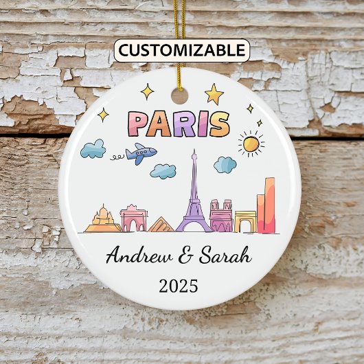 Personalisiert Skyline Paris Ornament, Frankreich Keramik Ornament