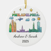 Personalisiert Skyline Philadelphia, Pennsylvania Keramik Ornament (Vorne)
