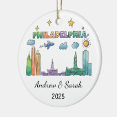 Personalisiert Skyline Philadelphia, Pennsylvania Keramik Ornament (Links)