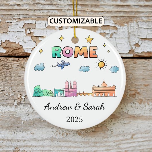 Personalisiert Skyline Rom Ornament, Italien Keramik Ornament