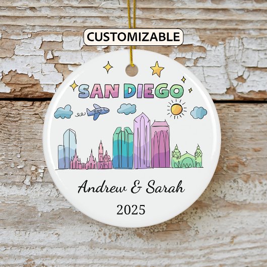 Personalisiert Skyline San Diego, Kalifornien Keramik Ornament