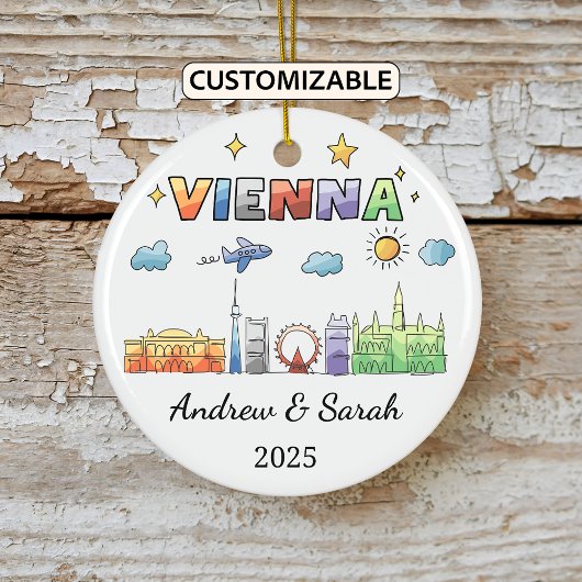 Personalisiert Skyline Vienna Ornament, Österreich Keramik Ornament