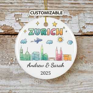 Personalisiert Skyline Zürich Ornament, Schweiz Keramik Ornament