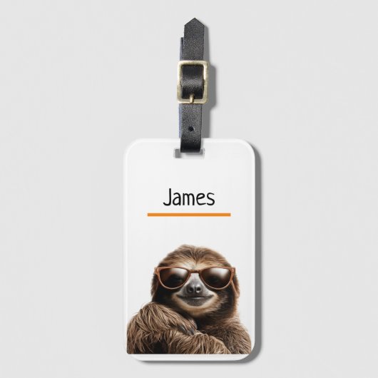 Personalisiert Sloth Gepäckanhänger (Vorderseite Vertikal)