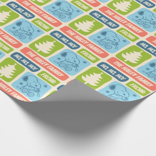 Personalisiert Snoopy Retro Weihnachten Geschenkpapier (Ecke)