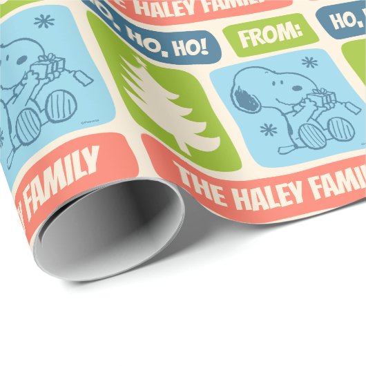 Personalisiert Snoopy Retro Weihnachten Geschenkpapier (Rolleneckpunkt)