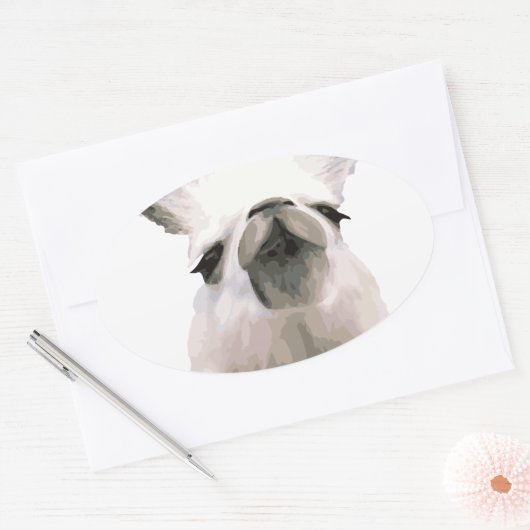 Personalisiert Snooty Snobby Llama Ovaler Aufkleber (Umschlag)