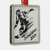 Personalisiert Snowboarder Snowboarder Black, Whit Ornament Aus Metall (Rechts)