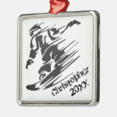 Personalisiert Snowboarder Snowboarder Black, Whit Ornament Aus Metall (Links)