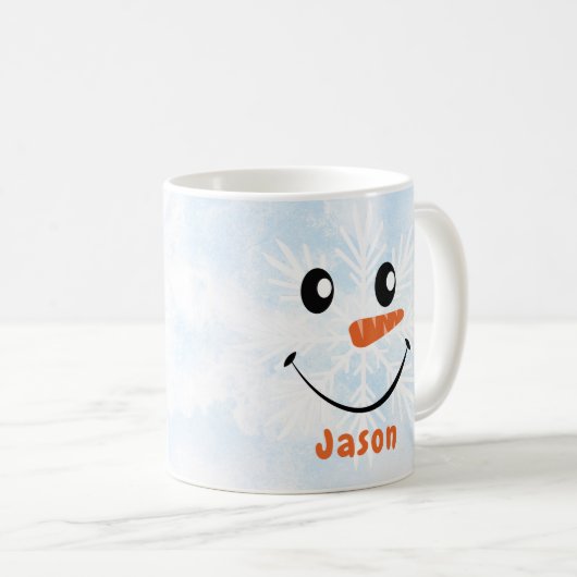 Personalisiert Snowman Face Weihnachten Kaffeetasse (VorderseiteRechts)