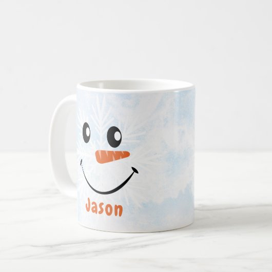 Personalisiert Snowman Face Weihnachten Kaffeetasse (Vorderseite Links)