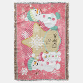 Personalisiert Snowman Family Holiday Throw Decke (Vorderseite Vertikal)